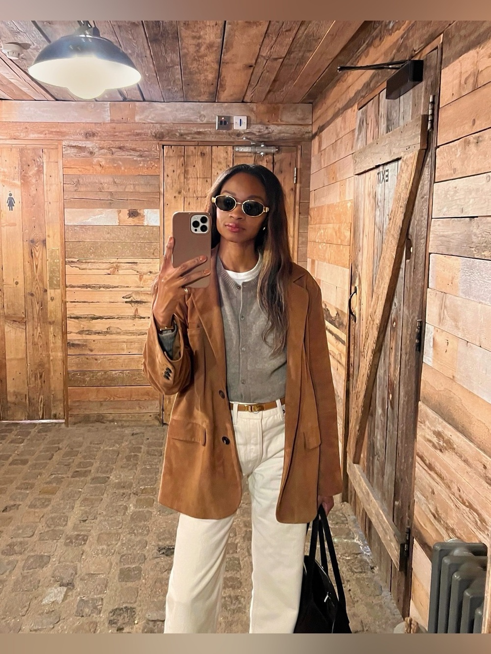 Mango selection leather Oversized Brown Suede Blazer - Picture 2 of 16